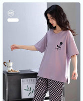 Two Piece Plaid Pants Sleepwear Pajamas Set